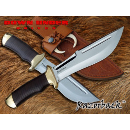 Down Under Knives | RazorBack with leather sheath 440C steel | Mes
