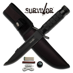 Survivor Zwart mes met kit